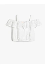 Koton Athlete Crop Scalloped Off Shoulders with Straps Elastic Waist.