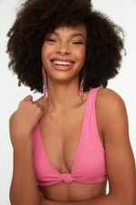 Trendyol Różowy Teksturowany Węzeł Szczegółowa Góra Bikini