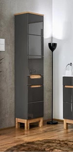 Koupelnová skřín Brela vysoká, wotan/šedý lesk