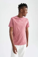 DEFACTO Slim Fit Koszulka Z Krótkim Rękawem Z Nadrukiem Sloganu