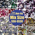 VDD Mixed Size SS6-SS30 Glass Hot Fix Rhinestones Crystal Flatback Iron On Stones For DIY 3D Nail Art Fabric Clothes Decoration