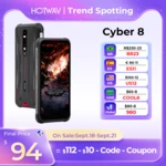 HOTWAV CYBER 8 Rugged 4GB 64GB IP68 Waterproof 8280mAh Battery 16MP Rear Camera 6.3 Inch HD NFC Android 11