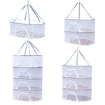 4 Layer Fish Hanging Basket with Zips Removable Anti-Fly Windproof Hook Fine-Grained Grid Drying for Fish/Vegetables/Fruit/Herbs