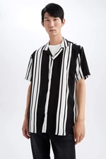DEFACTO Regular Fit viscose Striped Short Sleeve Shirt