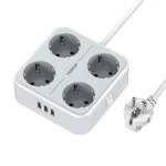 TESSAN TS-302-DE 2500W Wired USB Socket Power Strip German/EU Plug with 4 AC Outlets/3 USB Charger Adapter Overload Prot