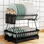 Bakeey Kitchen Storage Dish Rack Stainless Steel Shelf Integrated Two-tier Countertop Kitchen Dish Rack