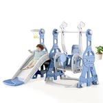 Multifunction Baby Toy Indoor Macaron Slide + Swing + BasketballHoop Set Kids Outdoor Toys Gift