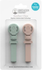 MATCHSTICK MONKEY Klipy na upevnenie hryzátka/ cumlíka - mint green/ dusty pink