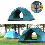 3-4 Person Fully Automatic Tent Waterproof Anti-UV PopUp Tent Outdoor Family Camping Hiking Fishing Tent Sunshade-Sky Bl