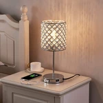 USB Rechargeable Crystal Desk Lamp Touch Dimming Bedside Lights Bedroom LED Night Light with Light Source