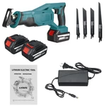 288VF Cordless Reciprocating Saw Rechargeable Electric Recip Sabre Saw W/ 4pcs Blade & 2pcs Battery Wood Metal Plastic S