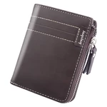 Menico Men Solid Color Artificial Leather Vintage Business Half-enclosed Zippered Short Wallet