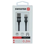 Datový kabel Swissten Textile USB/USB-C, 0,2m, černý