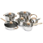 12PCS/Set Stainless Steel Cookware Pots Non Stick Frying Pan Kitchen Gas Induction Cooker