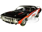 1971 Plymouth HEMI Barracuda "Comp Cams" Black with White and Red Limited Edition to 5880 pieces Worldwide 1/24 Diecast Model Car by M2 Machines