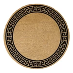 Čierna okrúhla rohožka z prírodného kokosového vlákna Artsy Doormats Greek Border, ⌀ 70 cm