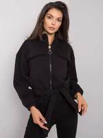Women's black hoodie with zipper closure