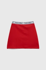 Dievčenská sukňa Tommy Hilfiger červená farba, mini, rovný strih
