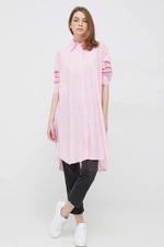 Bavlněné šaty Tommy Hilfiger růžová barva, mini, oversize