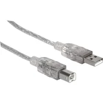 Manhattan #####USB-Kabel USB 2.0 #####USB-A Stecker, #####USB-B Stecker 3.00 m strieborná