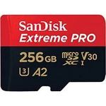 Paměťová karta microSDXC, 256 GB, SanDisk Extreme Pro®, Class 10, UHS-I, UHS-Class 3, v30 Video Speed Class, výkonnostní standard A2