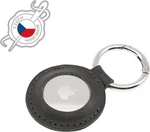 pouzdro na mobil Pouzdro Fixed Case for Airtag z pravé hovězí kůže s karabinou, černé pouzdro na mobil Pouzdro Fixed Case for Airtag z pravé hovězí kůže s karabinou, černé