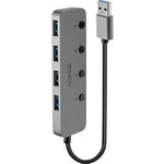 USB 3.0-hub LINDY 4 Port USB 3.0 Hub mit Ein-/Ausschaltern, 4 porty, lze spínat jednotlivě, 174 mm, šedá