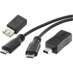 Kabel microUSB OTG Mirror 0,15 cm + adaptér microUSB ⇔ miniUSB, microUSB ⇔ USB