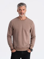 Ombre BASIC men's hoodless sweatshirt - light brown