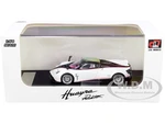 Pagani Huayra Roadster White Metallic and Carbon with Red Stripes 1/64 Diecast Model Car by LCD Models