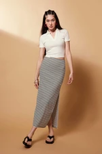 DEFACTO Fitted Ribbed Striped Camisole Maxi Skirt