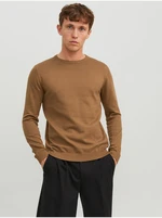 Hnedý pánsky basic sveter Jack & Jones Basic