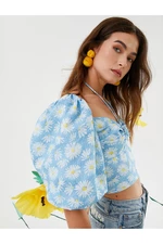 Koton Rachel Araz X Cotton - Daisy Collar Detailed Crop Blouse