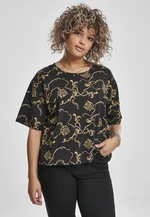 AOP Women's T-Shirt Luxury Print Short Oversized Luxury Black