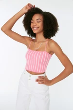 Trendyol Pink Super Crop Color Block Knitwear Blouse