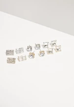 Diamond earring set 6 pairs silver/gold