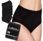 Bavlněné kalhotky Angelika s vysokým pasem, 6ks v balení, černé, vel. XXXL (46)