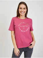 Tmavě růžové dámské tričko Tommy Hilfiger - Dámské