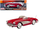 1958 Chevrolet Corvette Convertible Red 1/18 Diecast Model Car by Motormax