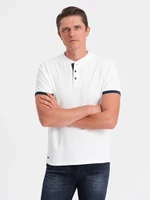 Ombre Men's collarless polo shirt - white