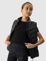 Dívčí péřová treková vesta s výplní ze syntetického peří - černá