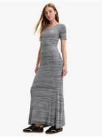 Women's grey brindle knit maxi dress Desigual Tira - Women