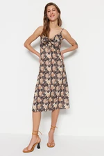 Trendyol Multi Color Straight Cut Midi Woven Floral Woven Dress