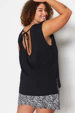 Trendyol Curve Black More Sustainable Knitted Knitted Decollete, Padded T-Shirts