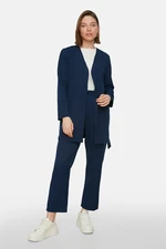 Trendyol Navy Blue Belted Jacket-Pants Woven Suit