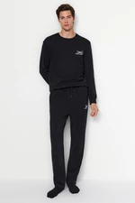 Trendyol Black Regular/Normal Fit Minimal Fluffy Text Inner Fleece Sweatpants