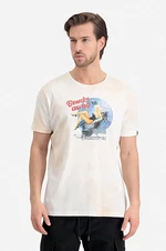 Bavlnené tričko Alpha Industries Nose Art T-Shirt 106520.300-cream, béžová farba, s potlačou