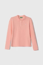 Dětské polo tričko United Colors of Benetton růžová barva