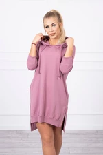 Dress with hood and longer back dark pink