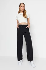 Trendyol Black Woven Button Detailed Trousers